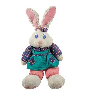 International Silver Bunny Rabbit Plush Parachute Easter Vintage Plastic Eyes